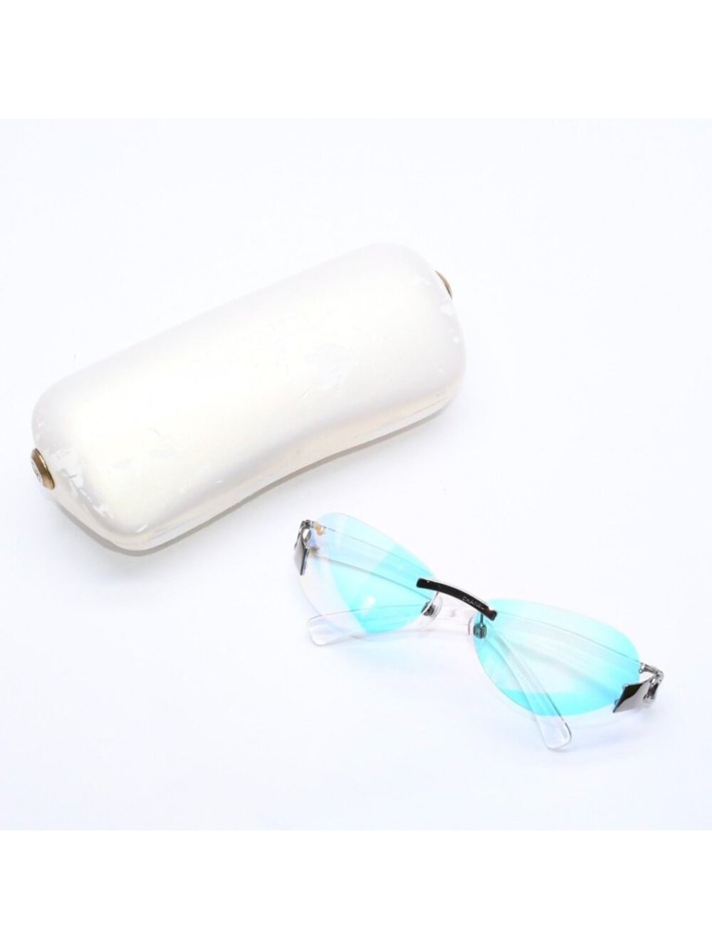 Chanel Rimless Sunglasses Eyewear CC Logo Aurora Clear